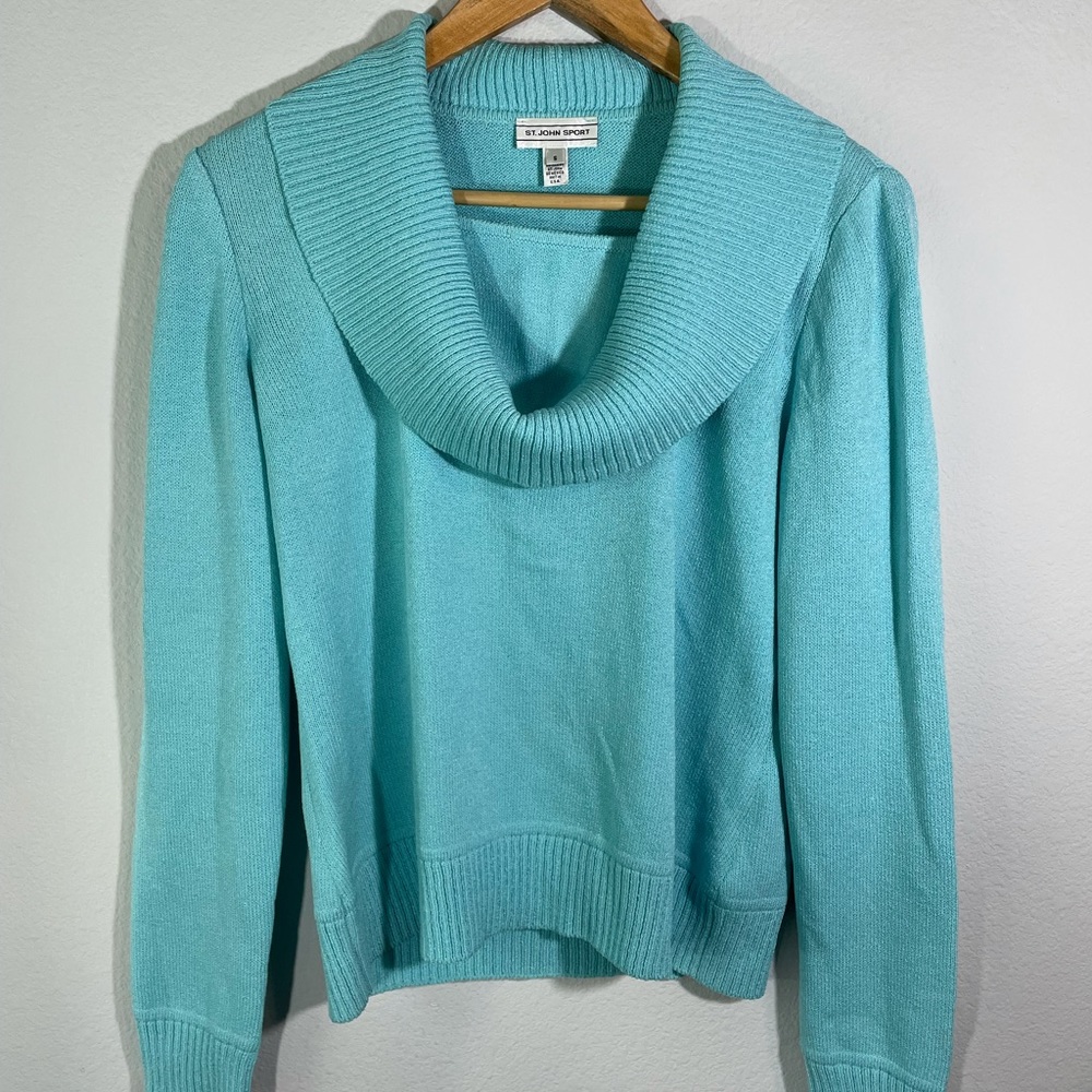 Women's Aqua Cowl Neck Sweater